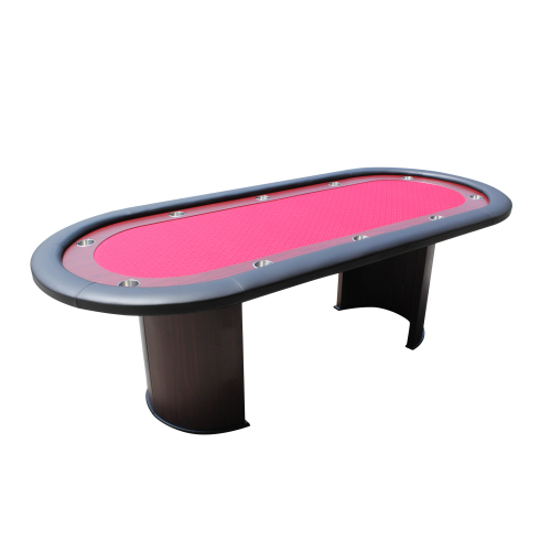 96" Poker Table for 10 Players with Speed Cloth Wooden Texture Racetrack Luna Legs Model 16365 Red、、casual