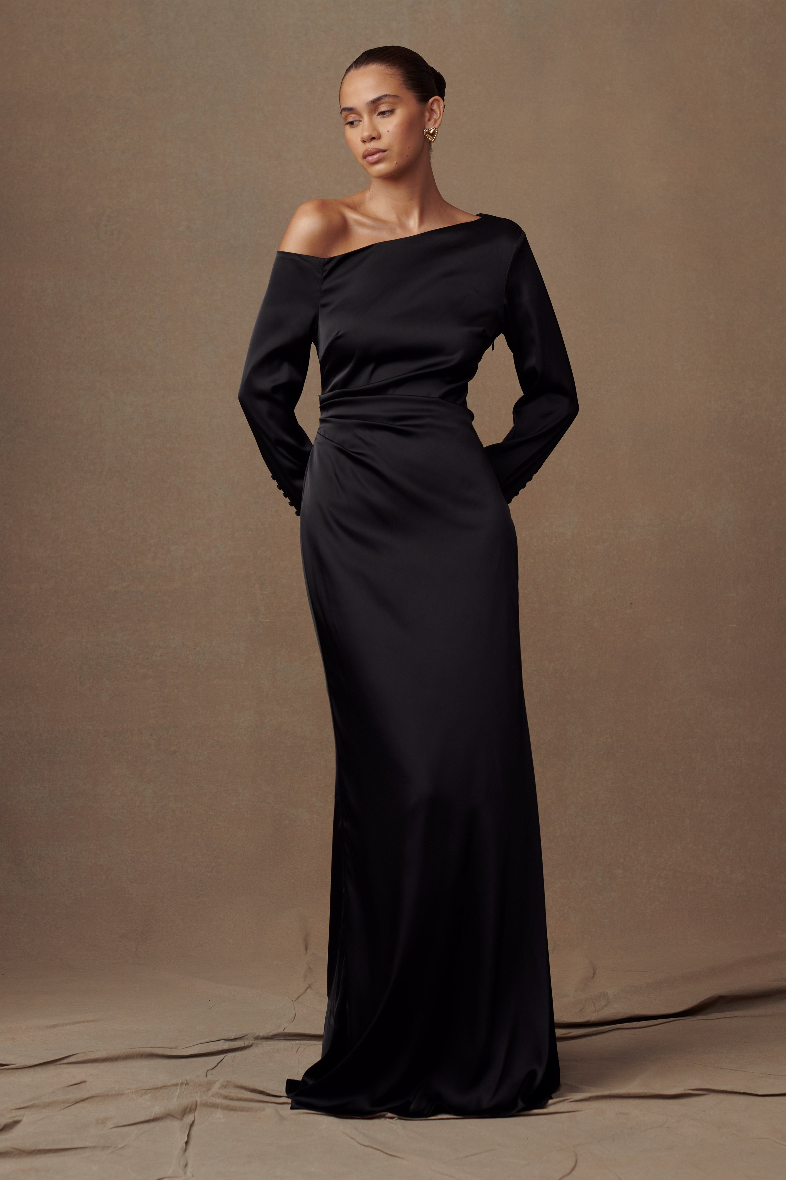 Avery Long Sleeve Maxi Dress - Black、mySite、solidvoid