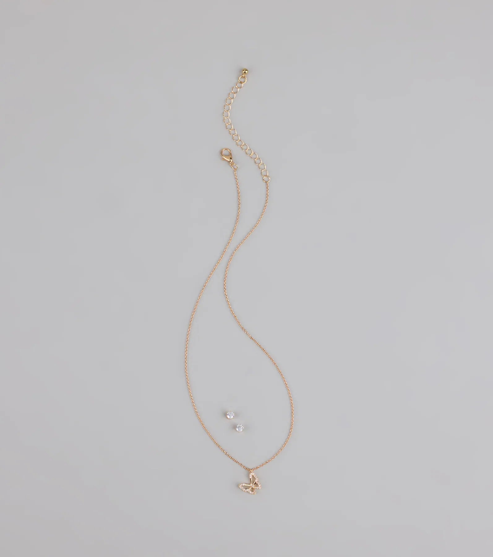  Soft Girl Sparkle Butterfly Necklace and Earrings Set、mySite、justintrudeaud