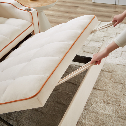 1 versatile foldable sofa bed in 3 lengths, modern sofa sofa sofa velvet pull-out bed, adjustable back and with USB port and ashtray and swivel phone stand (black)、、casual