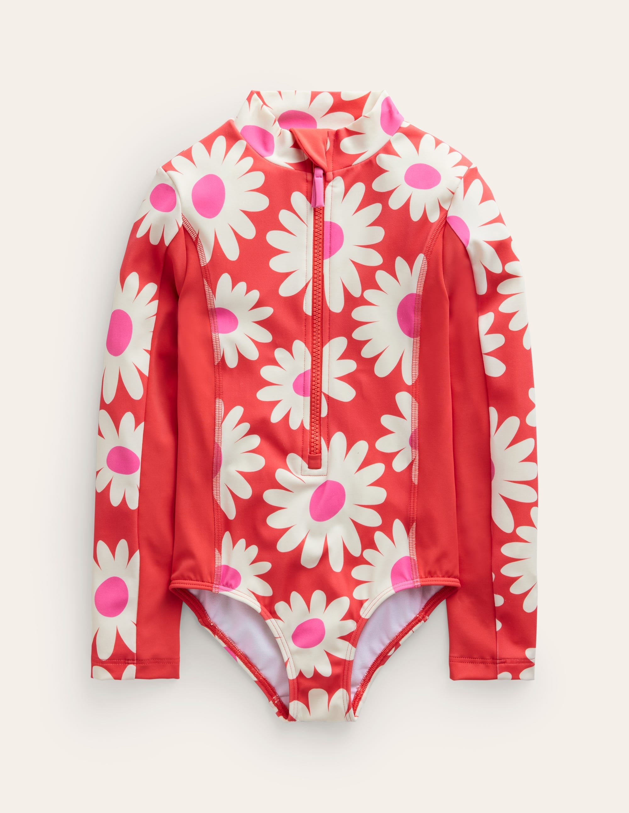  Long-sleeved Swimsuit-Cayenne Red Daisy、mySite、ashleygrahame