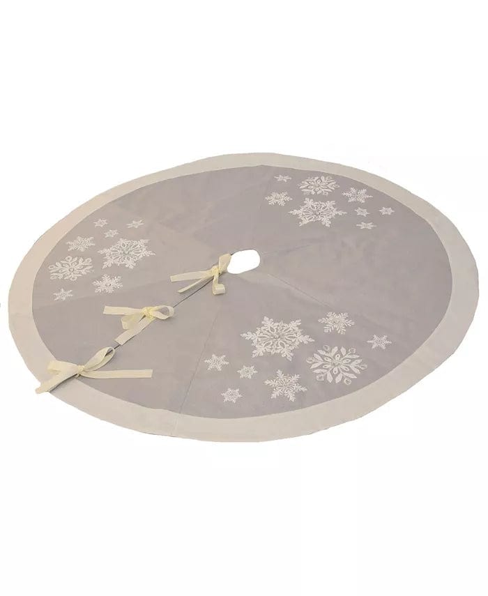 Glistening Snow Christmas Tree Skirt 100% Polyester Machine Washable Imported、mySite、g9winljtr