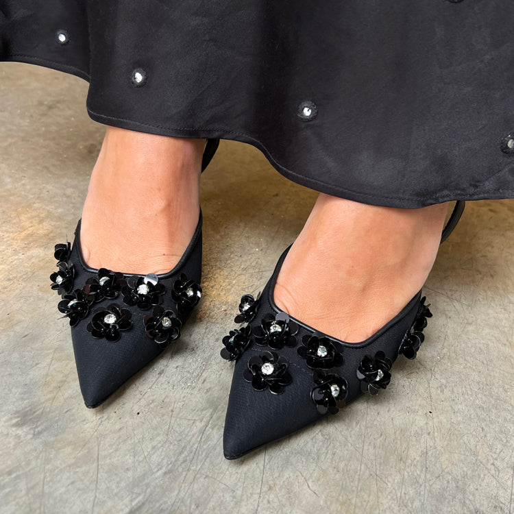 Black Bead Bimba Slingback Shoes、mySite、solidvoid