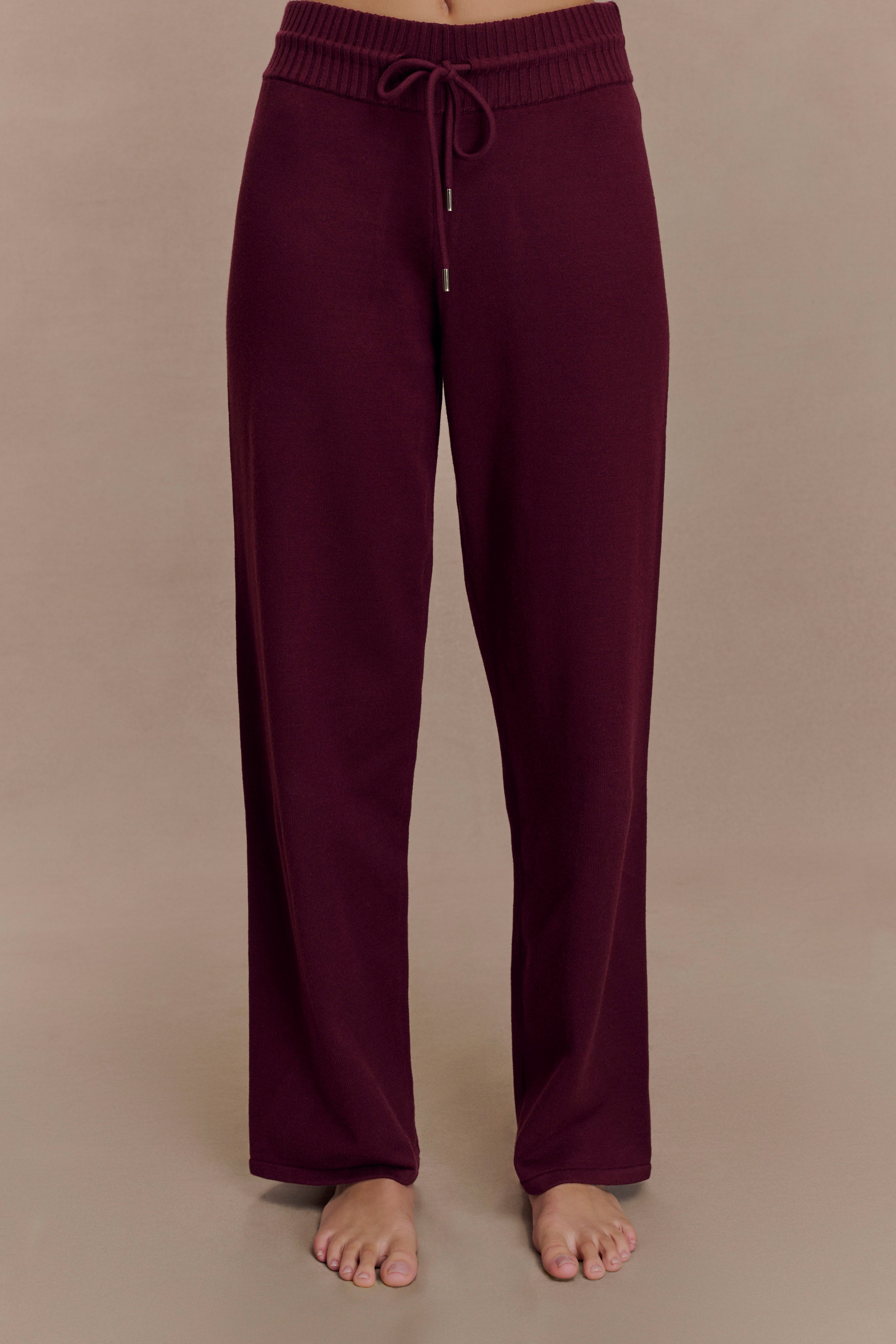 Natalya Knit Wide Leg Pants - Merlot、mySite、solidvoid