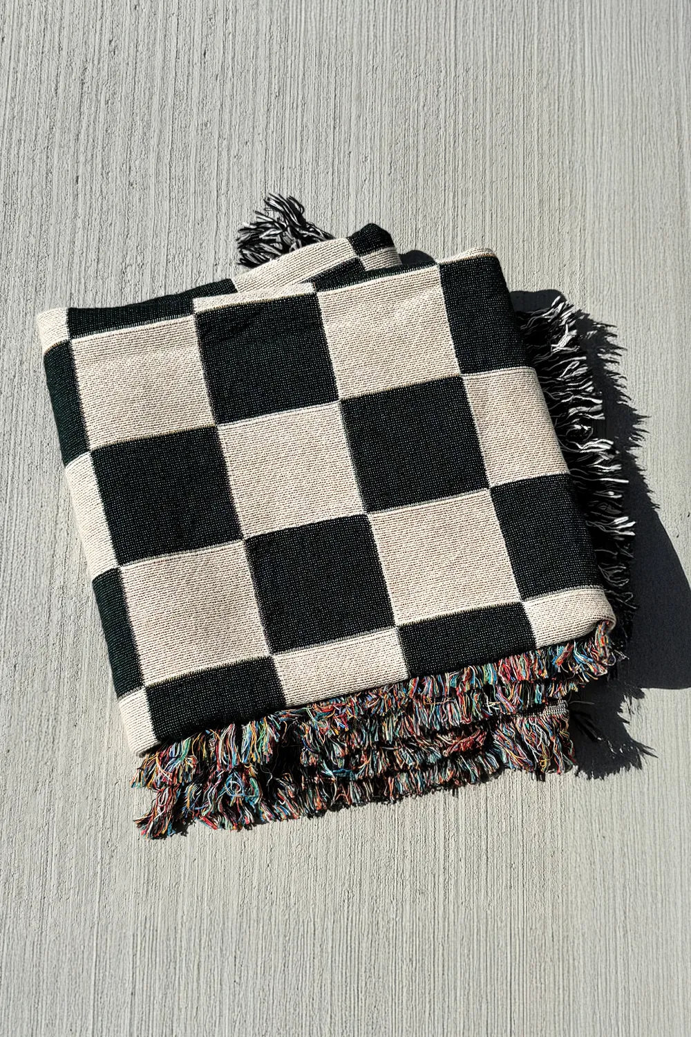Black and White Checkered Cotton Woven Blanket、mySite、gigharbornorthrealestate