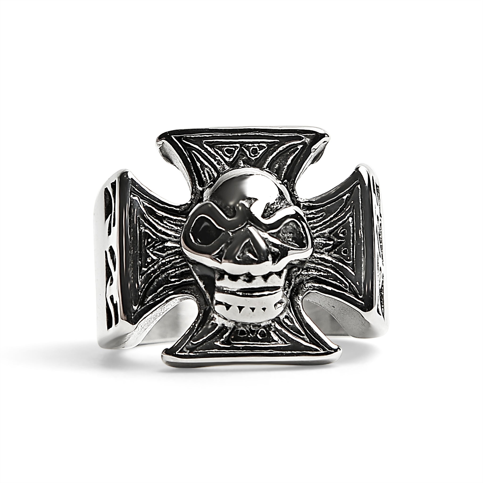 Stainless Steel Polished Skull Maltese Cross Ring / SCR2060、mySite、dreamappss
