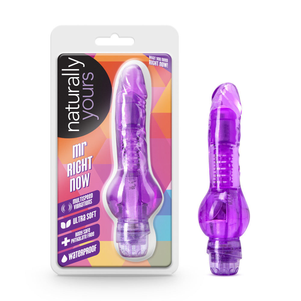 Naturally Yours By Blush® | Mr. Right Now Realistic Purple 6.5-Inch Long Vibrating Dildo、mySite、bottomscart