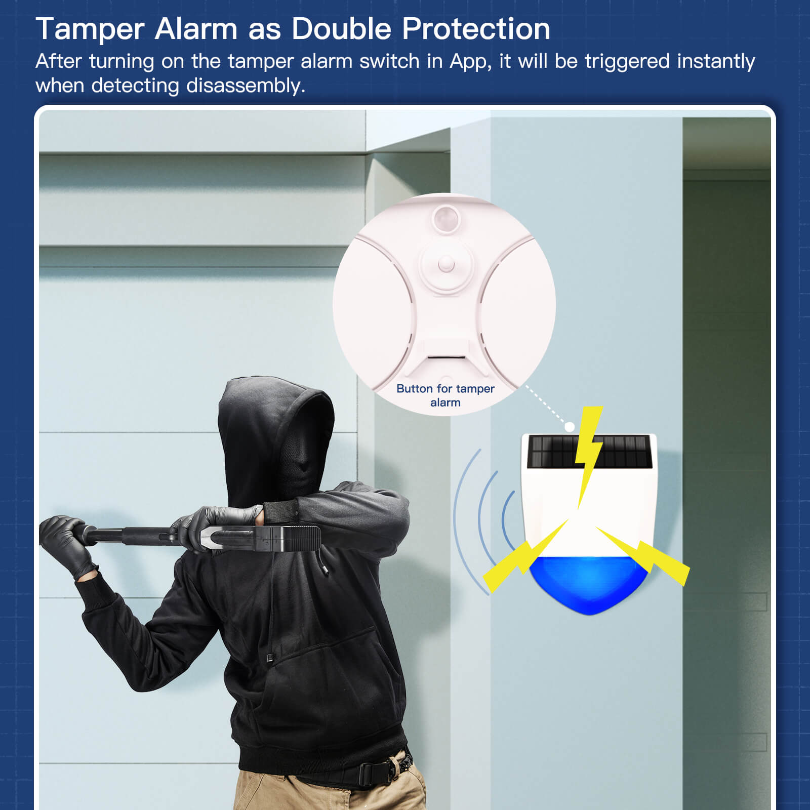 Tuya Smart Wifi/Zigbee Sound Light Siren Alarm Solar Energy Outdoor IPX5 Waterproof Tamper Alarm With Rechargeable Battery、mySite、fannypackpong