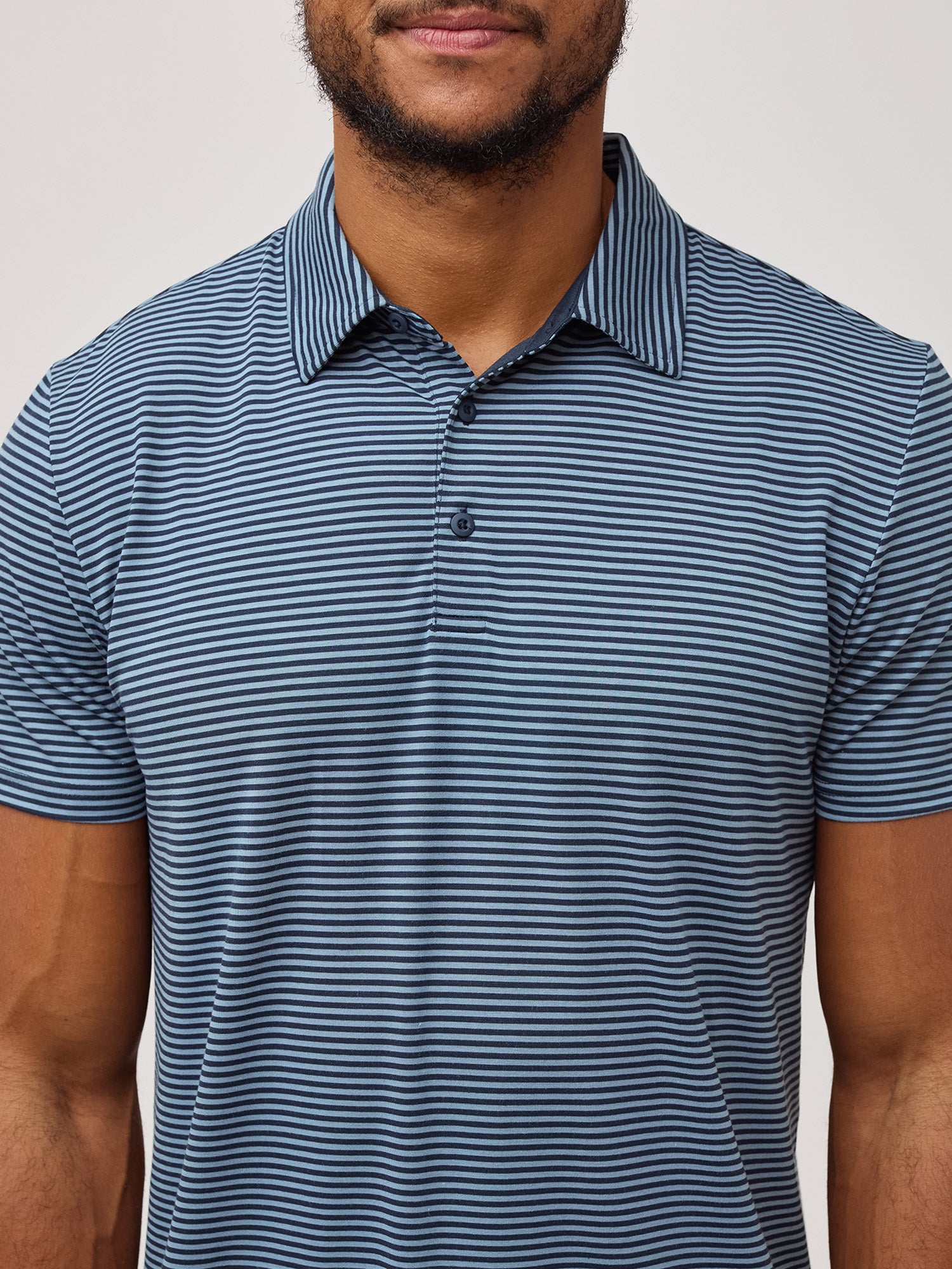  Navy + Wedgewood Striped Performance Polo、mySite、ghnorth