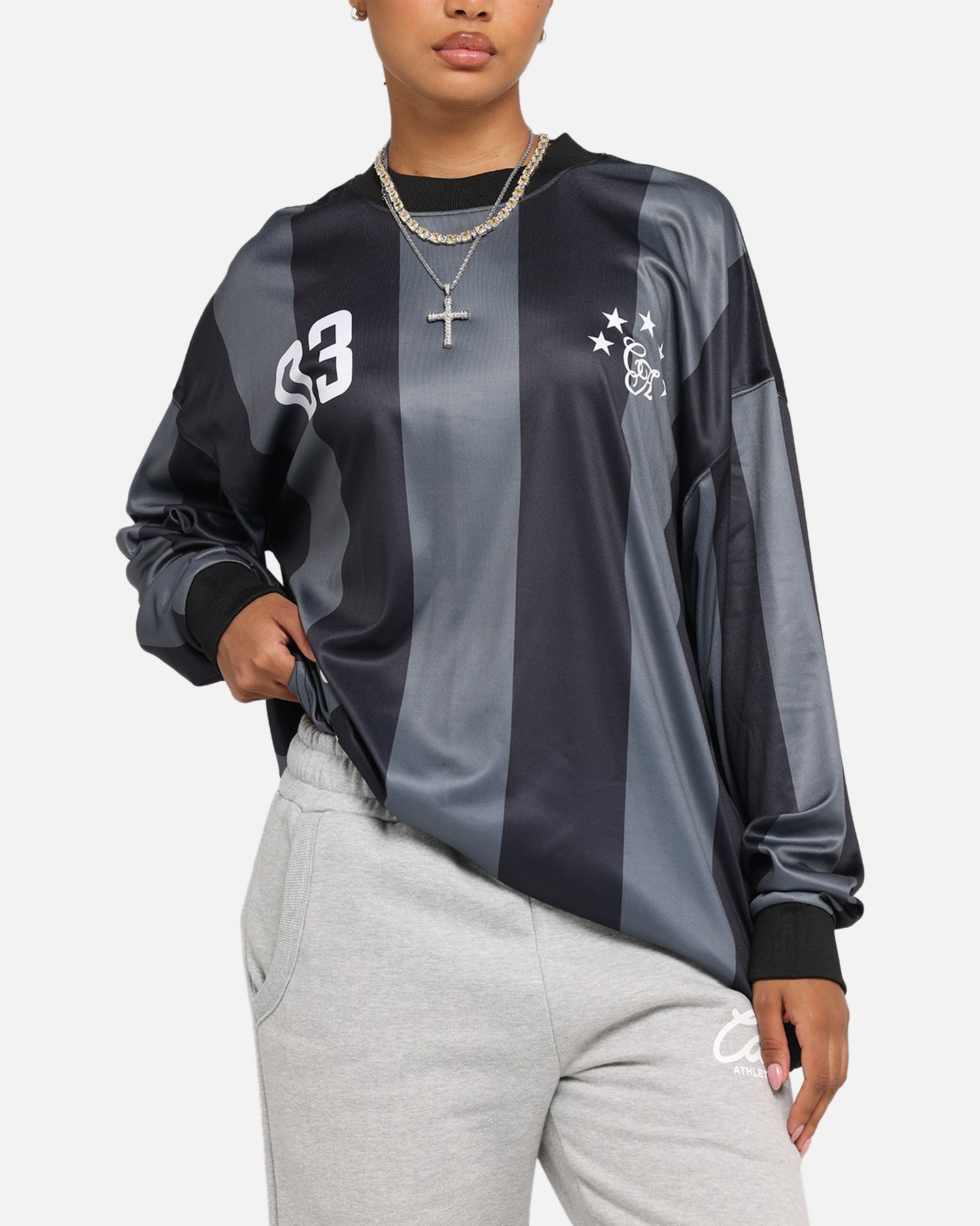 Carre Academy Oversized Long Sleeve T-Shirt Black/Grey、mySite、zt4zffjzw