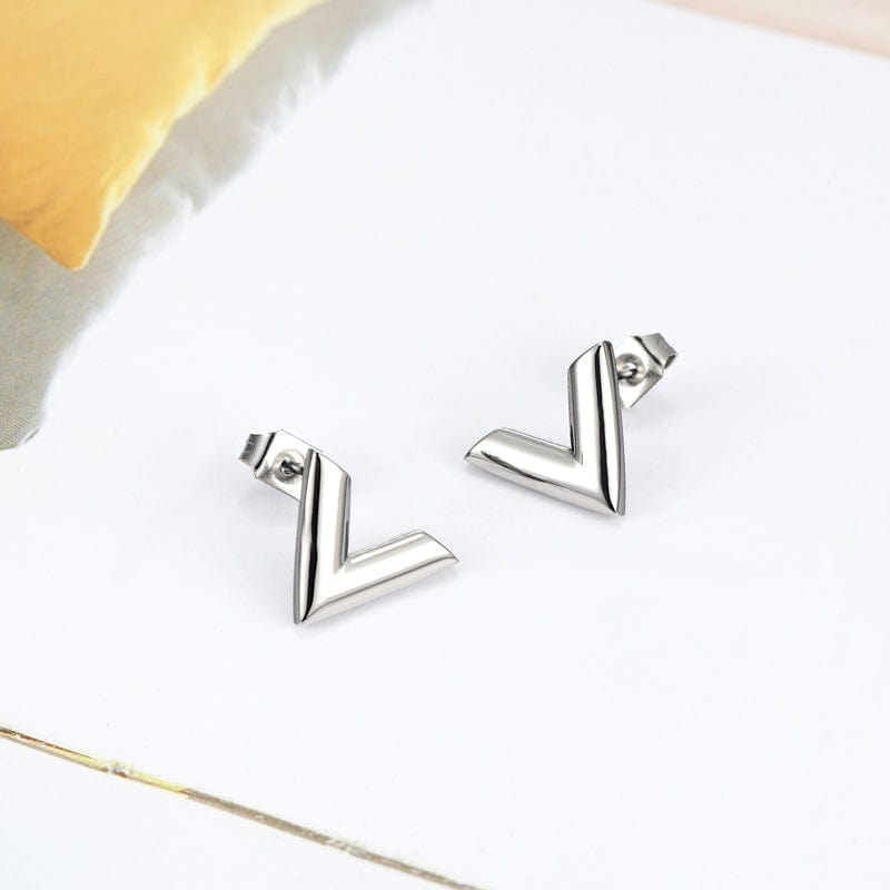 V Earrings 925 Sterling Silver Jewelry Perfect for Vegans!、mySite、g9winljtr