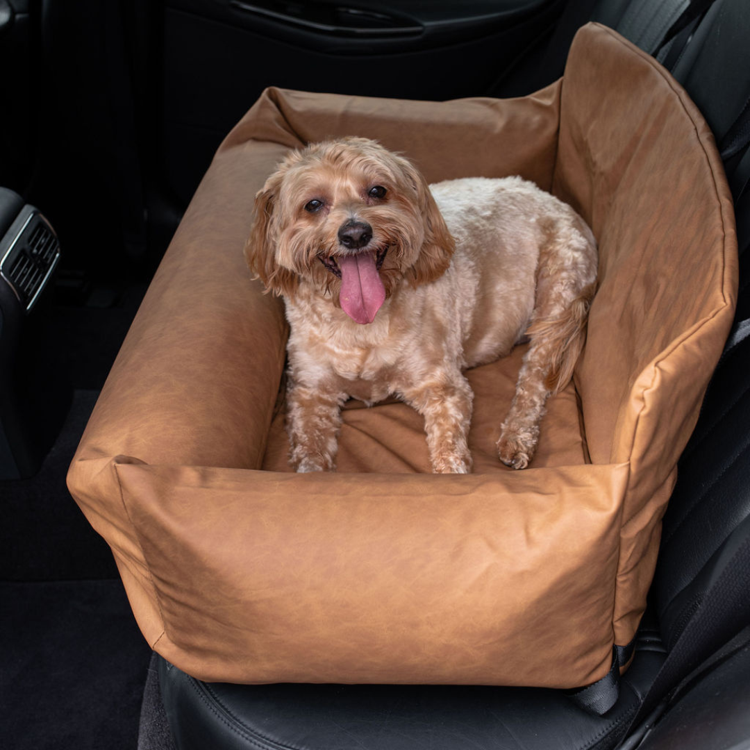 PupProtector™ Faux Leather Memory Foam Dog Car Bed - Camel、mySite、solidvoid