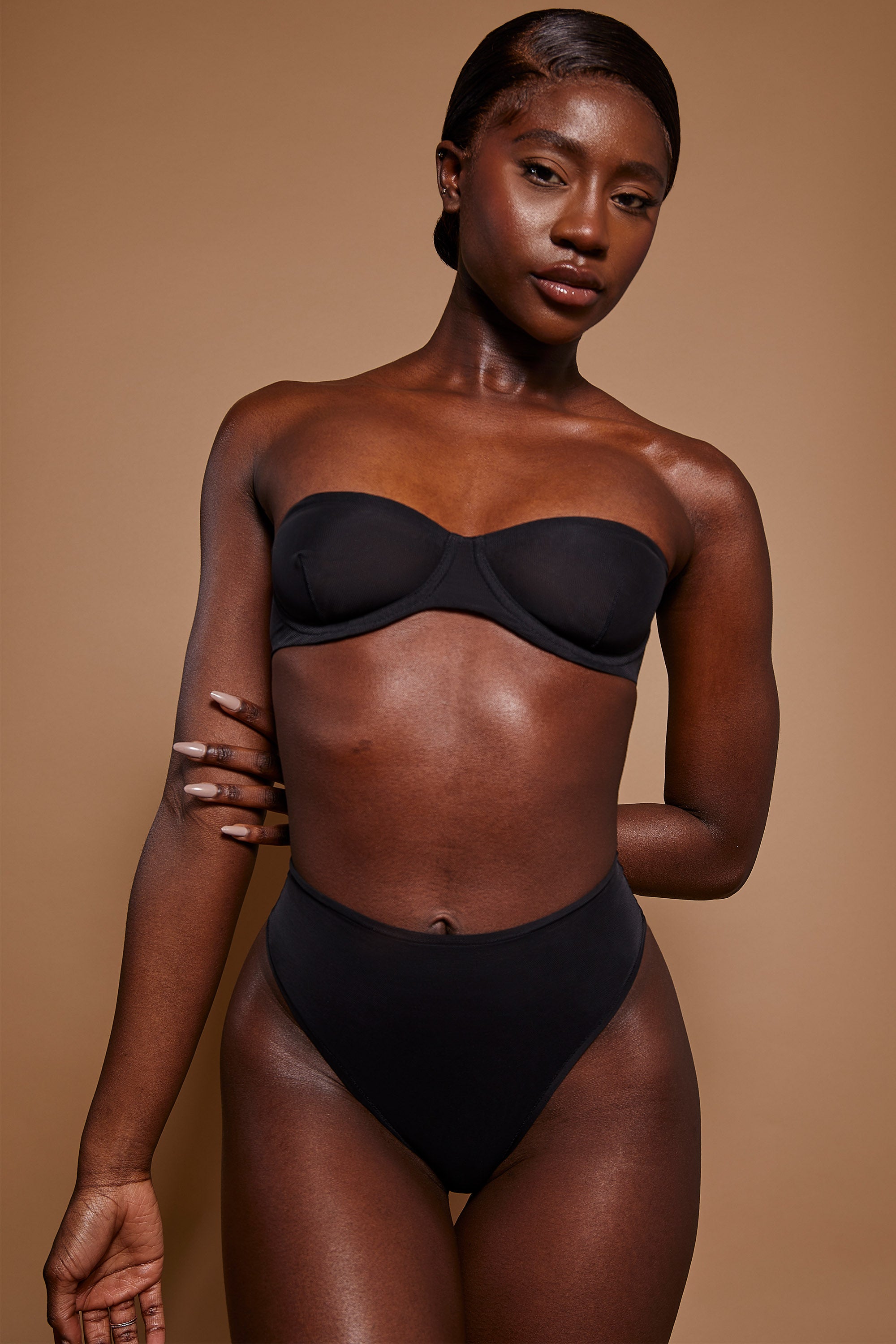 Soft Mesh High Waisted Knicker in Black、mySite、solidvoid