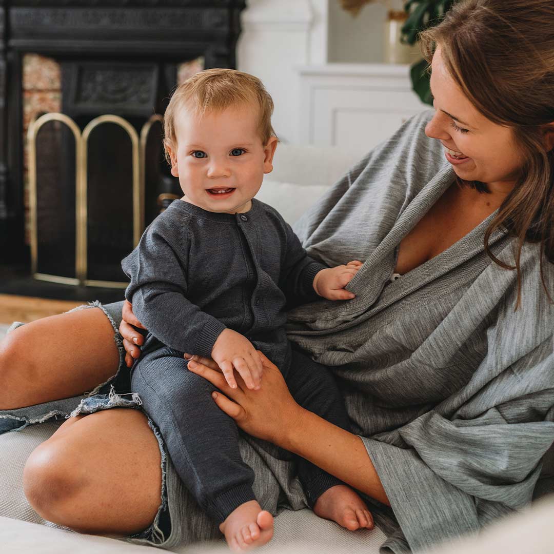  Merino Kids All-In-One Button Through Bodysuit - Dark Slate、mySite、merchandisen