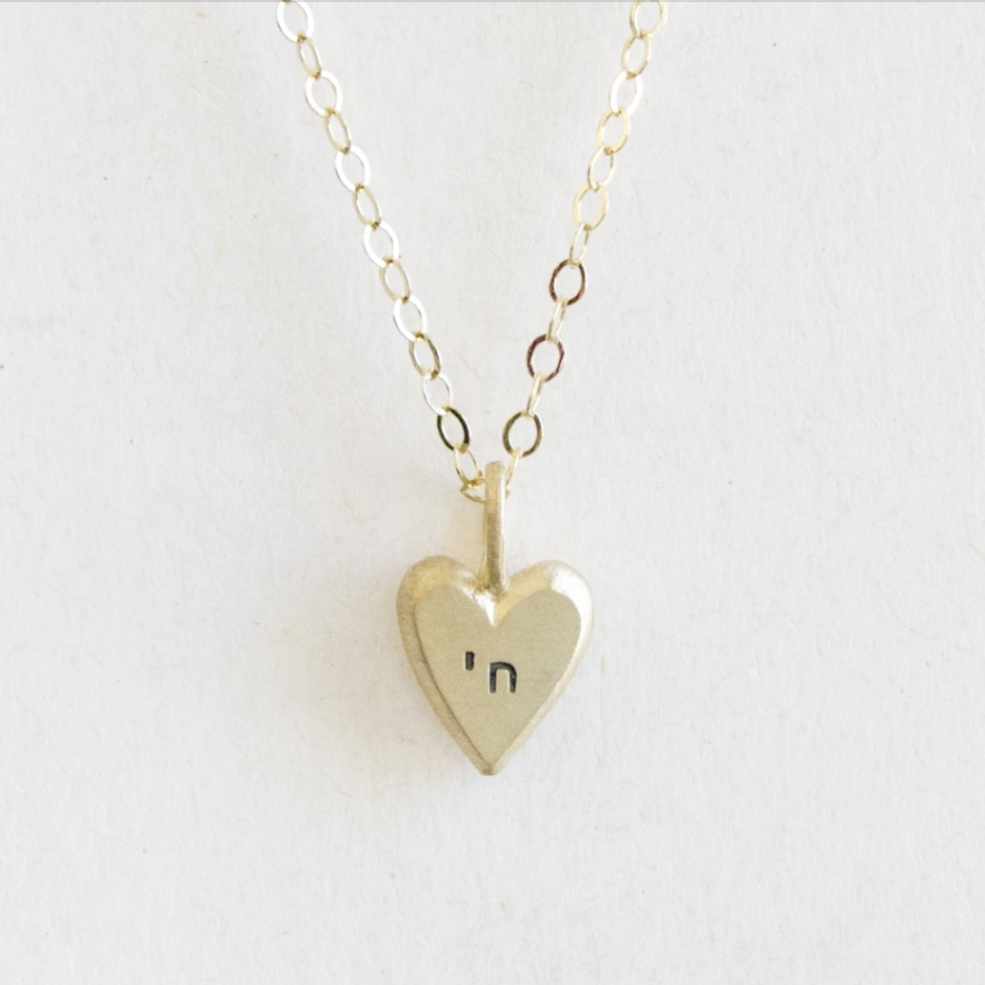 14k Gold Tiny Heart with Chai Necklace on Gold-Filled Chain by Emily Rosenfeld、mySite、topwebapps