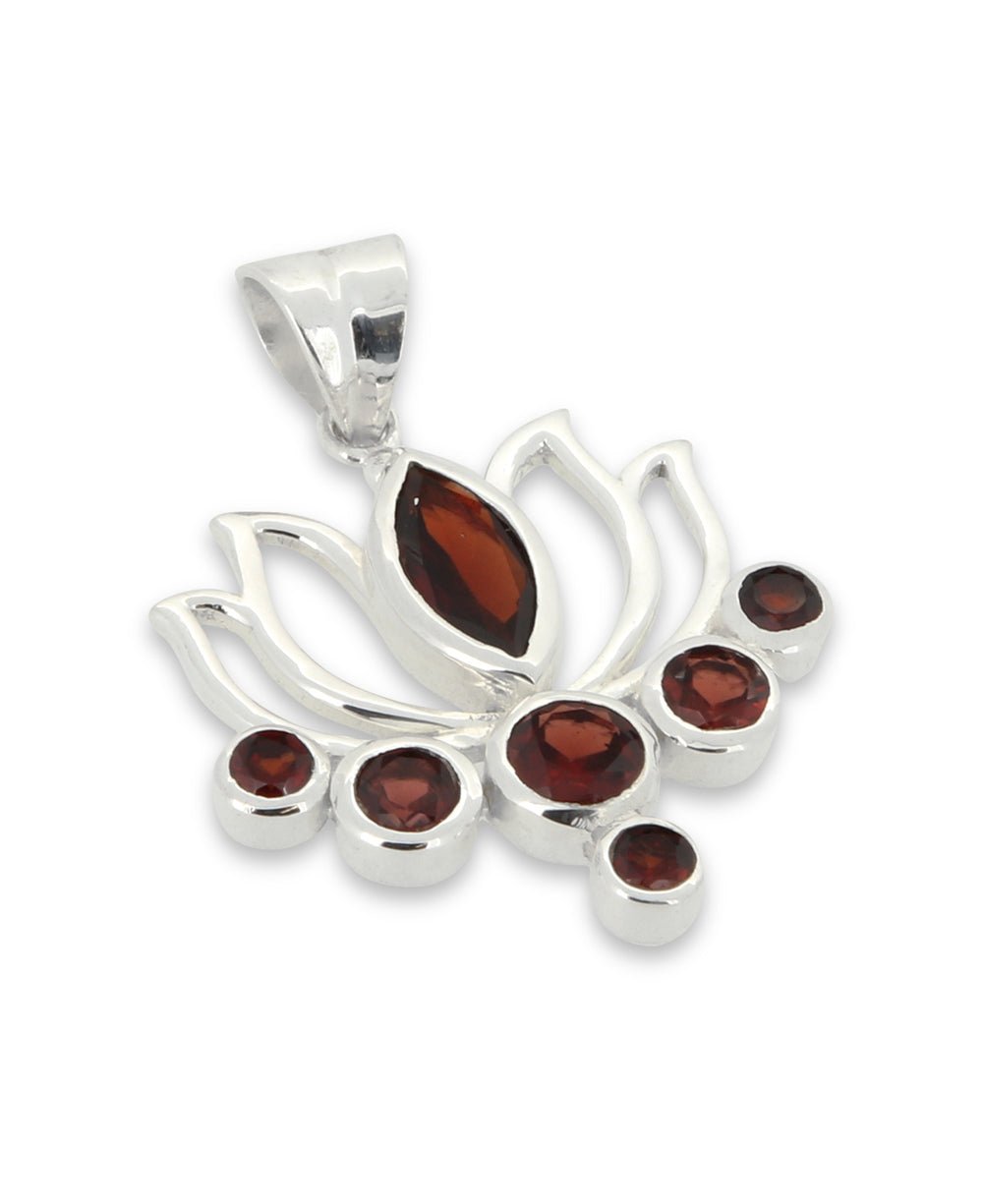 Garnet Lotus Pendant, Sterling Silver、mySite、topwebapps