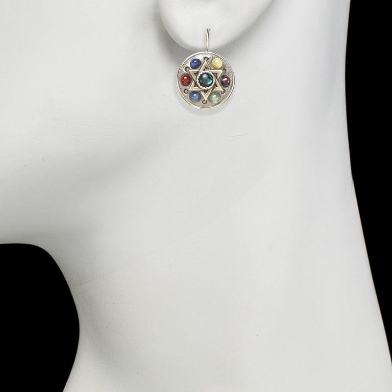 Gemstone Star of David Circle Earrings by Michal Golan、mySite、topwebapps