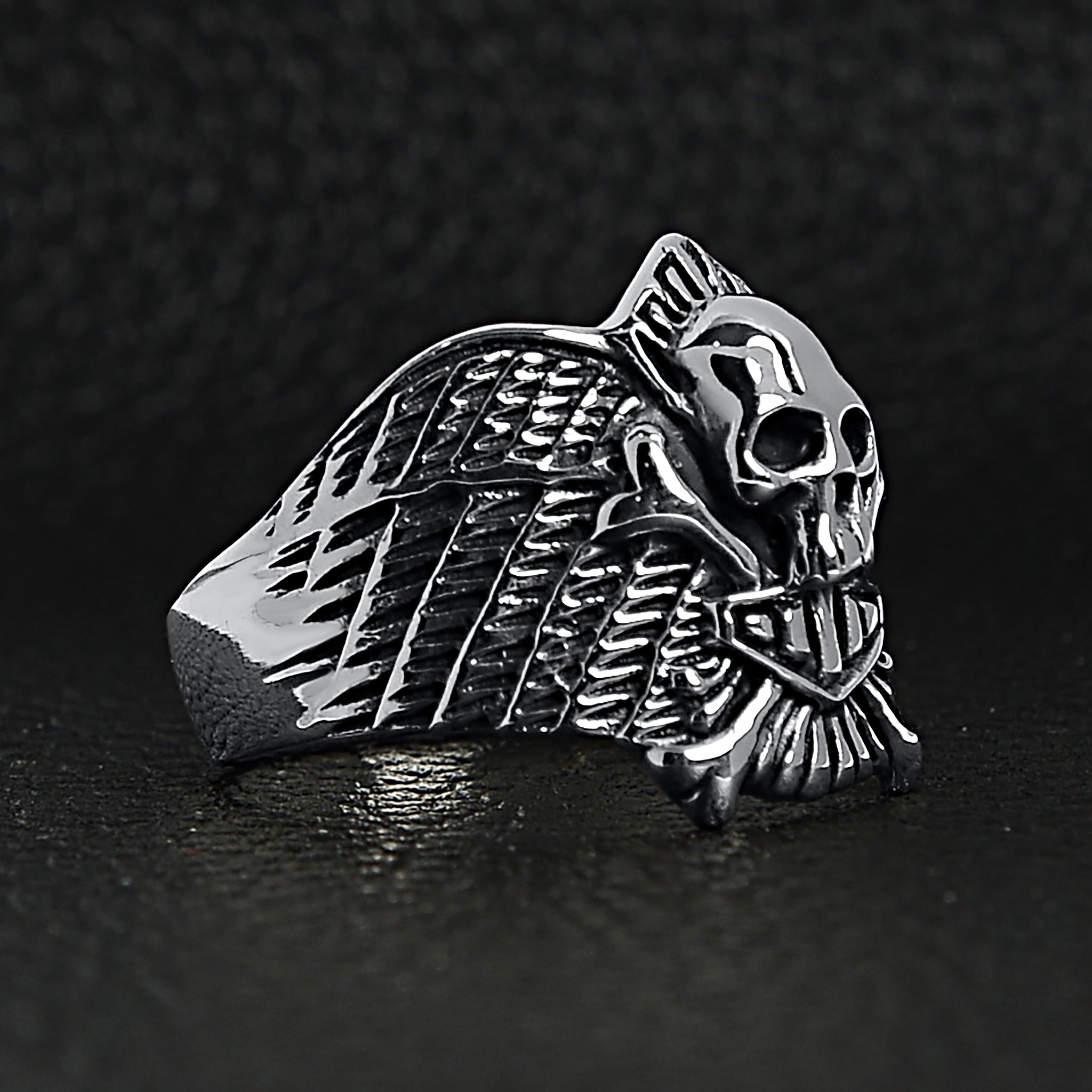 Sterling Silver Winged Skull And Crossbones Shield Ring / SSR0003、mySite、dreamappss