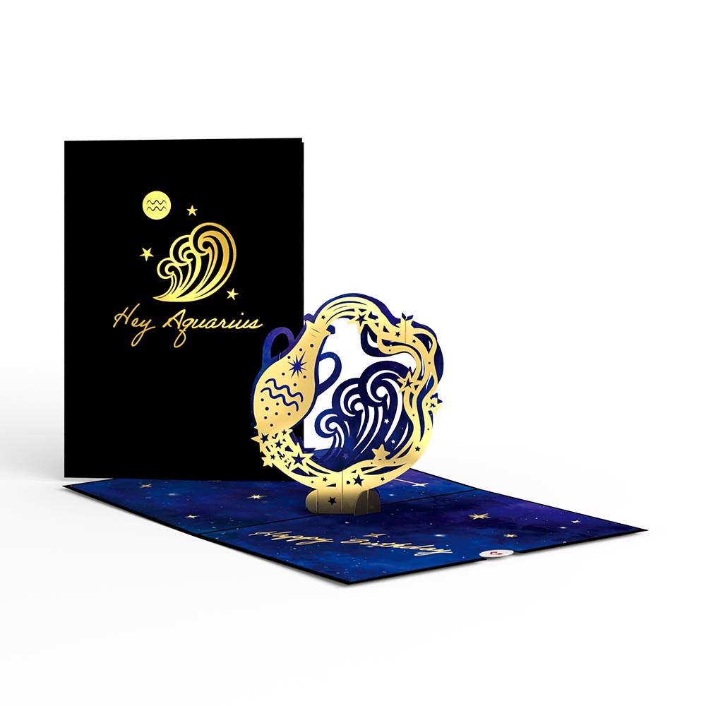Aquarius Zodiac Birthday Pop-Up Card、mySite、solidvoid