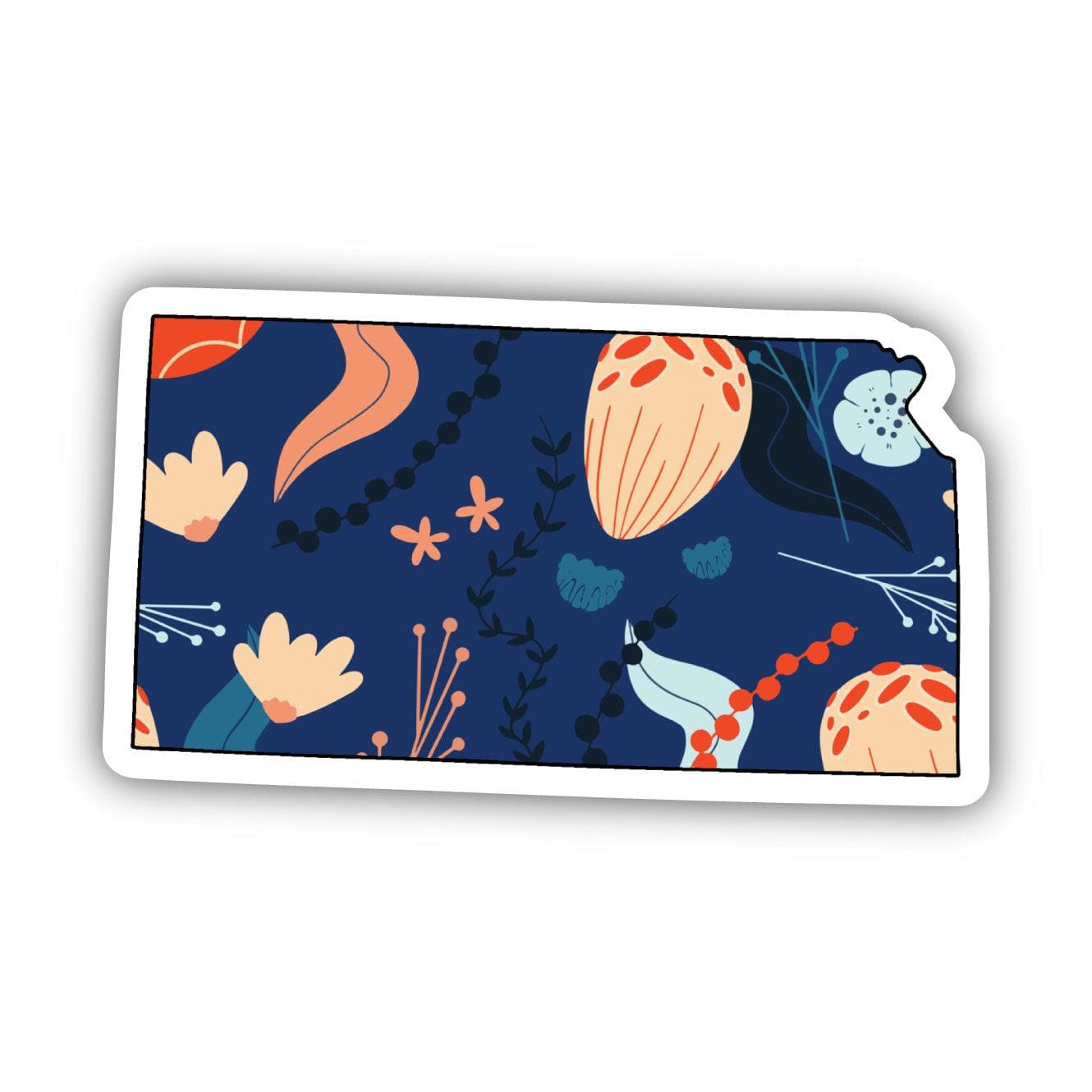  Kansas Blue Floral Abstract Sticker、mySite、ghnorth