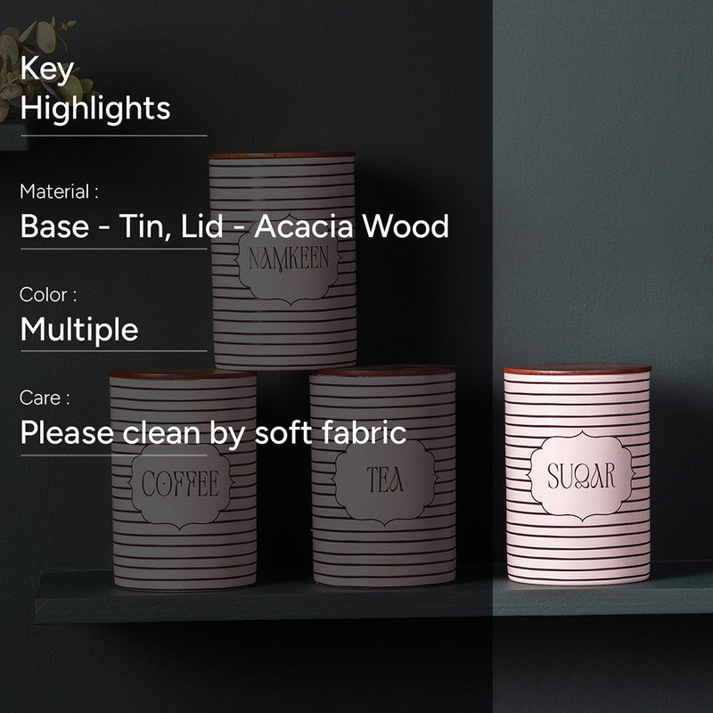 Stainless Steel Striped Jar Canister Set | Black White | Set of 4、mySite、camillekostekn