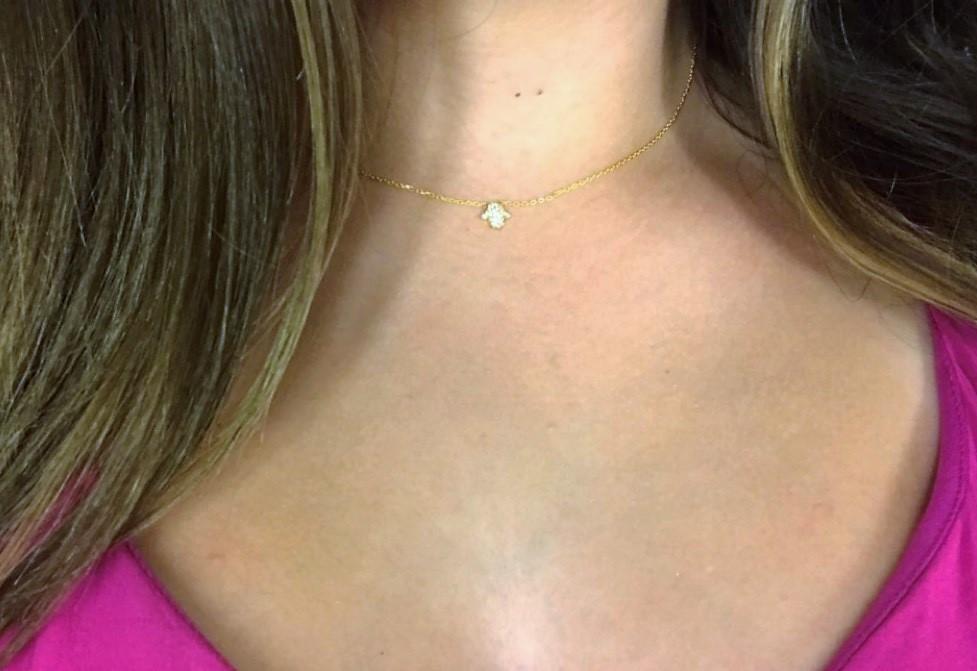 Tiny Hamsa Sparkle Necklace - Gold, Silver or Rose Gold、mySite、topwebapps