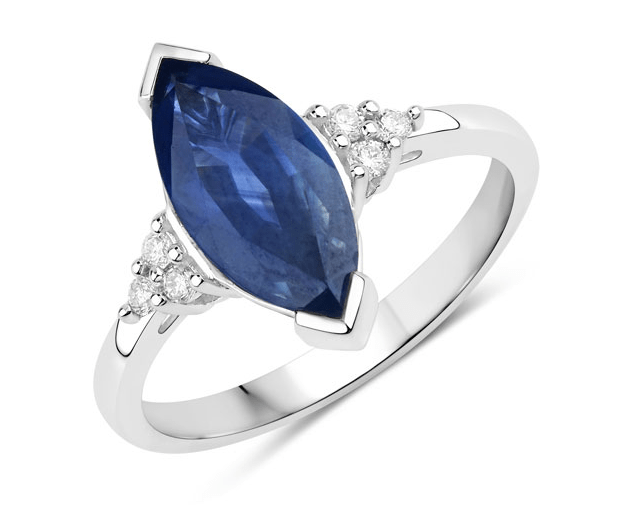 Blue Sapphire Marquise Diamond Accent Ring 14K White Gold 4.83ctw、mySite、g9winljtr