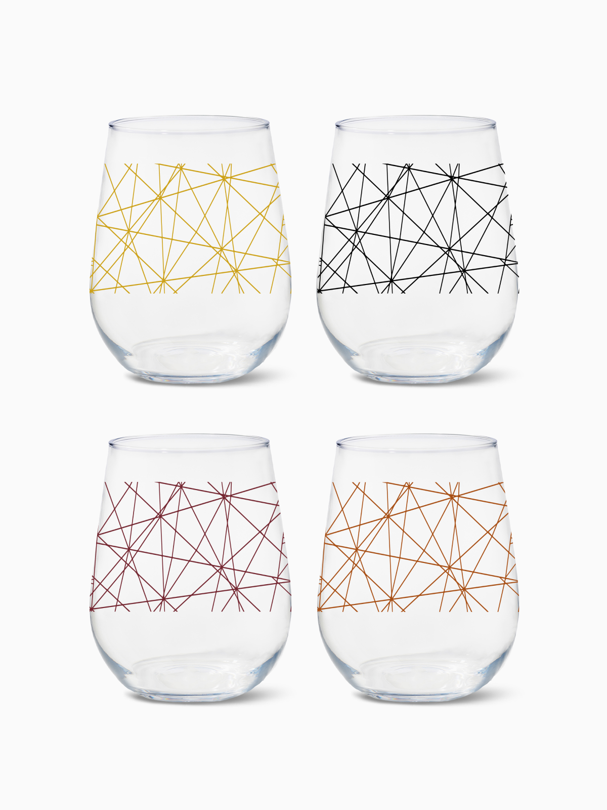 Abstract Lines - RESERVE 16oz Stemless Wine Tritan Copolyester Glass、mySite、camillekostekn