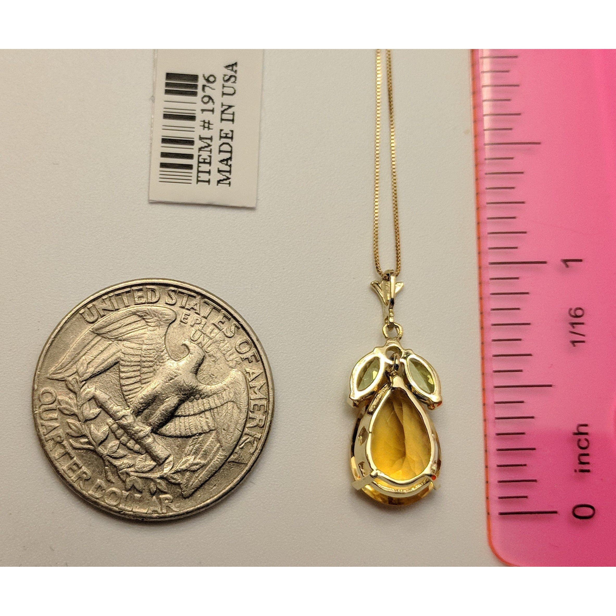 Sparkling 6.5ctw Citrine and Peridot Necklace in 14K Gold、mySite、g9winljtr