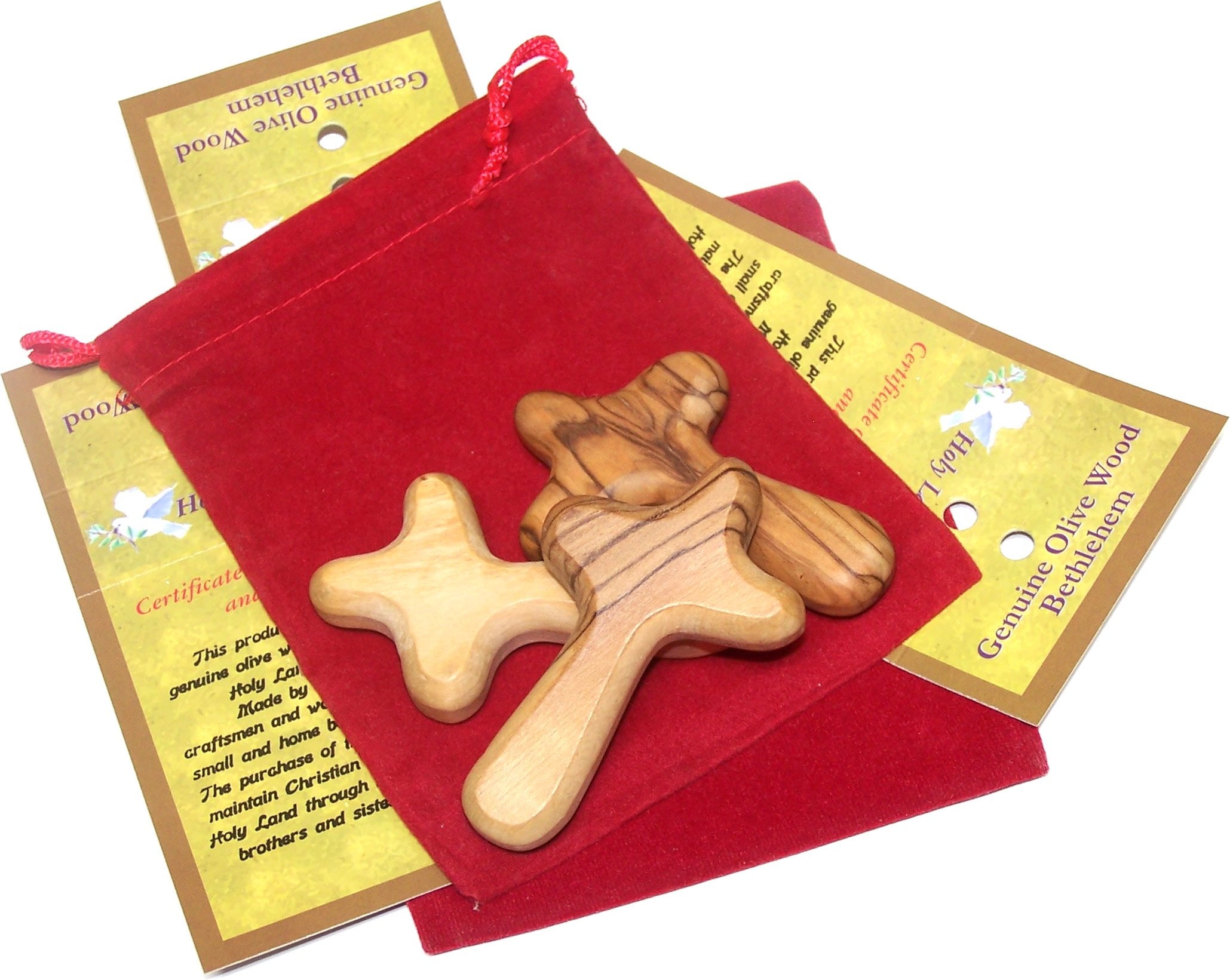  Small Olive Wood Pocket Comfort Holding Cross Package with Velvet Bag & Lord's Prayer Card - The Holding or Hand Cross (2 inches)、mySite、elrpsem3k