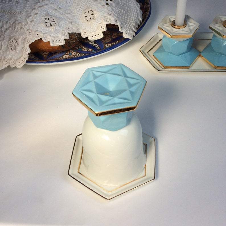 Blue, White and Gold Porcelain Geometric Kiddush Cup、mySite、topwebapps