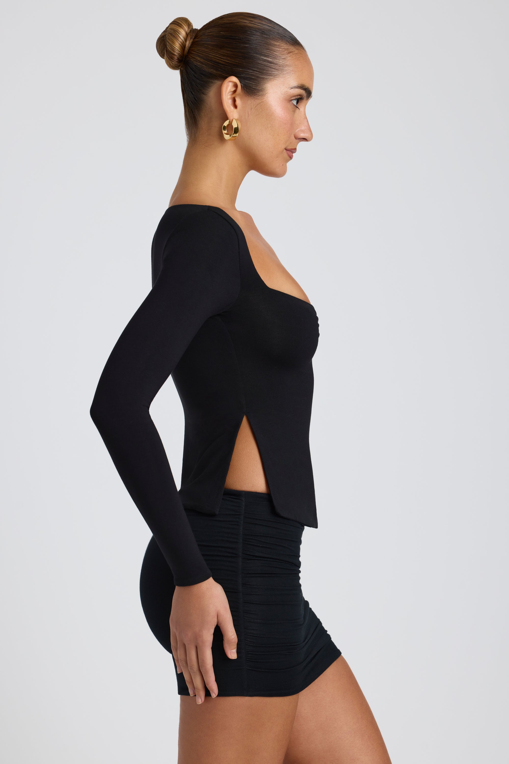 Modal Sweetheart-Neck Top in Black、mySite、solidvoid