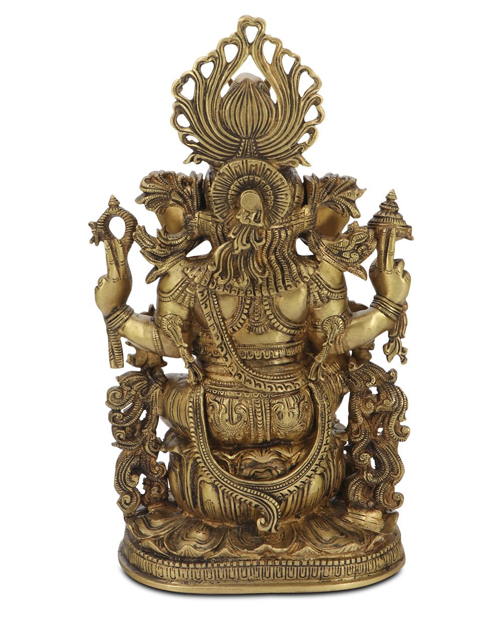 Intricate Brass Ganesh Statue, 14.5 Inches High、mySite、topwebapps