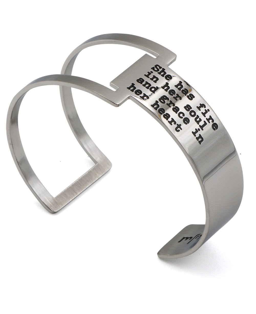 She Has Fire in Her Soul Geometric Cuff Bracelet, Stainless Steel、mySite、topwebapps