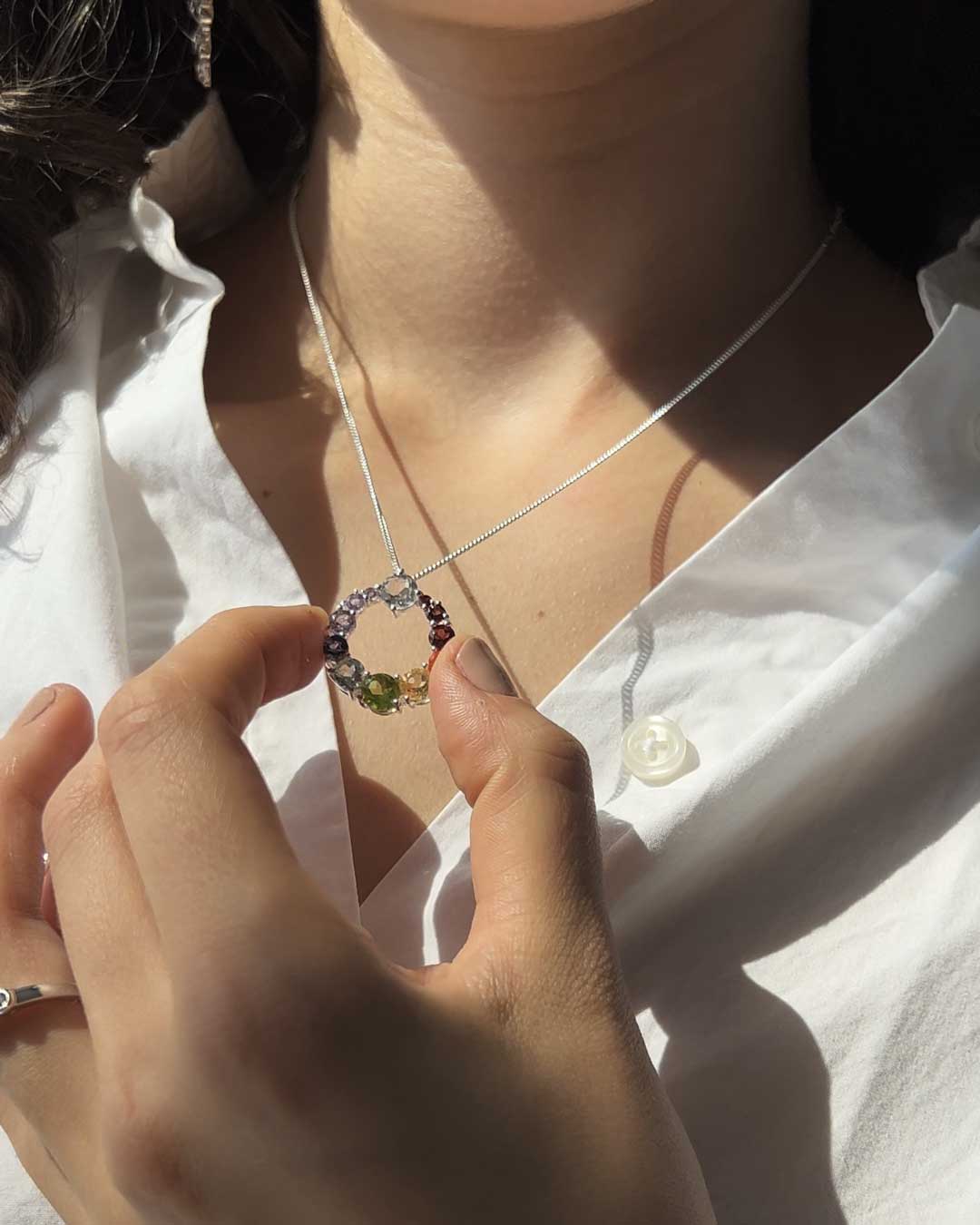 Chakra Circle Pendant Necklace, Sterling Silver、mySite、topwebapps