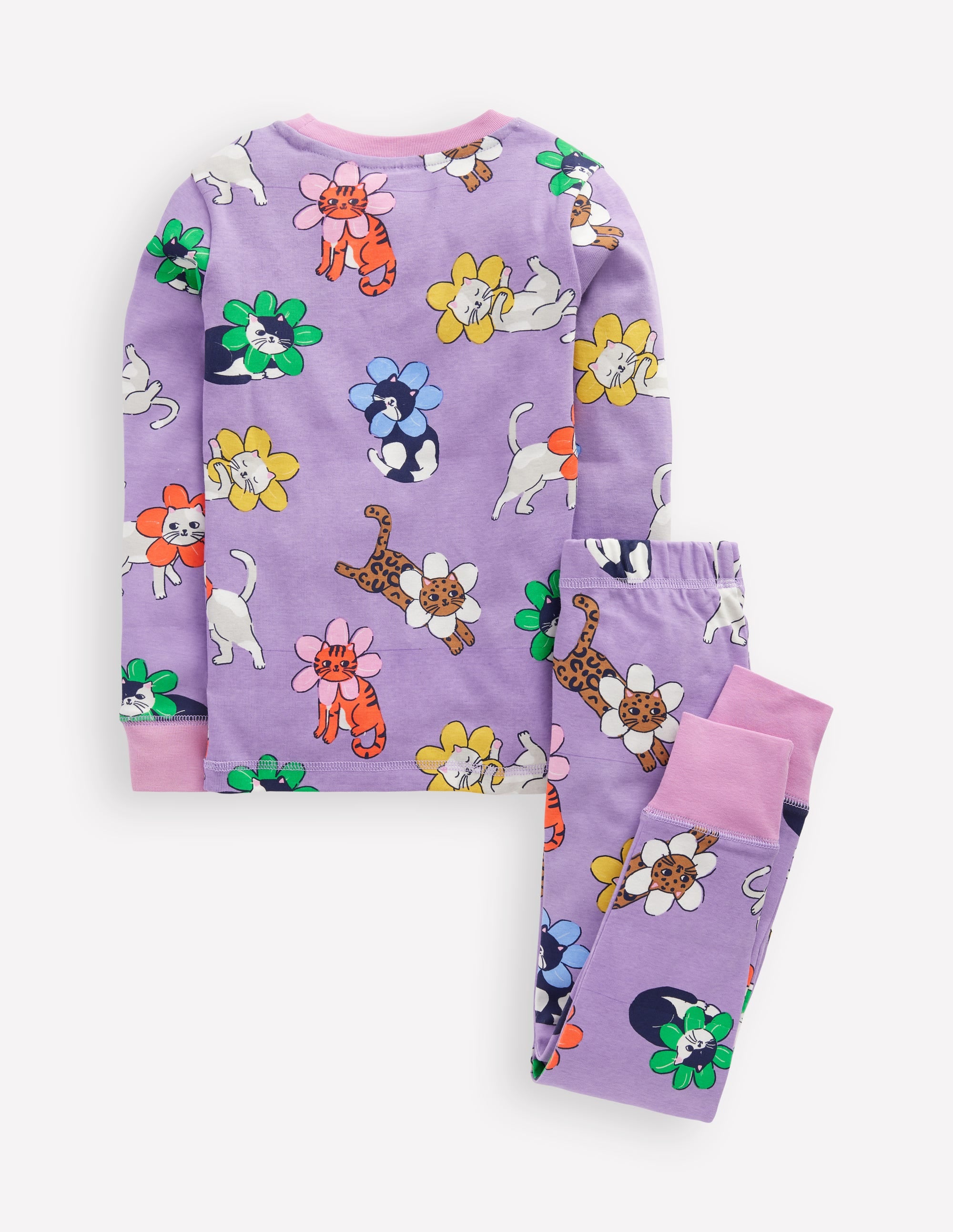  Snug Long John Pyjamas-Aster Purple Flower Cats、mySite、ashleygrahame
