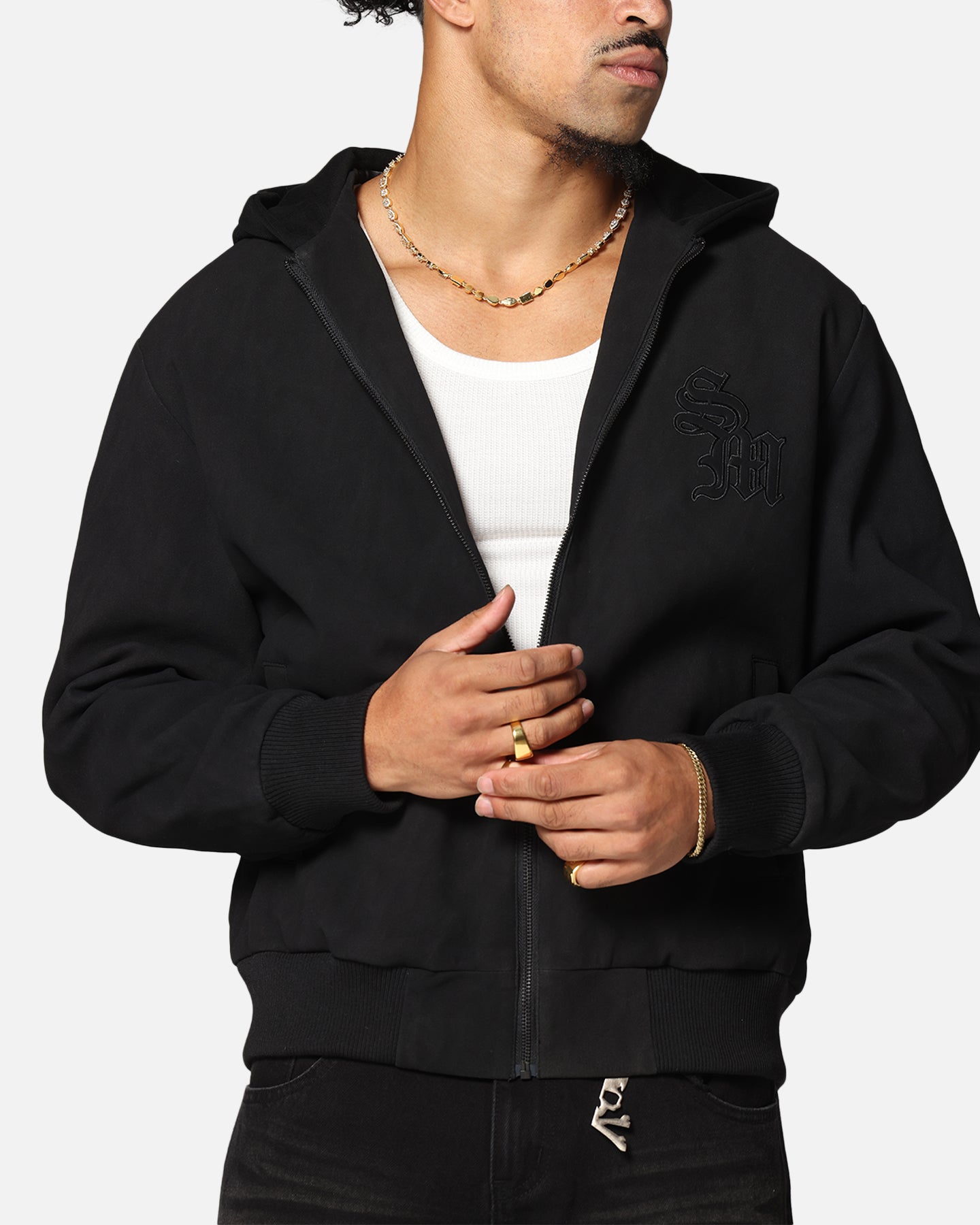 Saint Morta Gothic Hooded PU Bomber Jacket Black/Black、mySite、zt4zffjzw