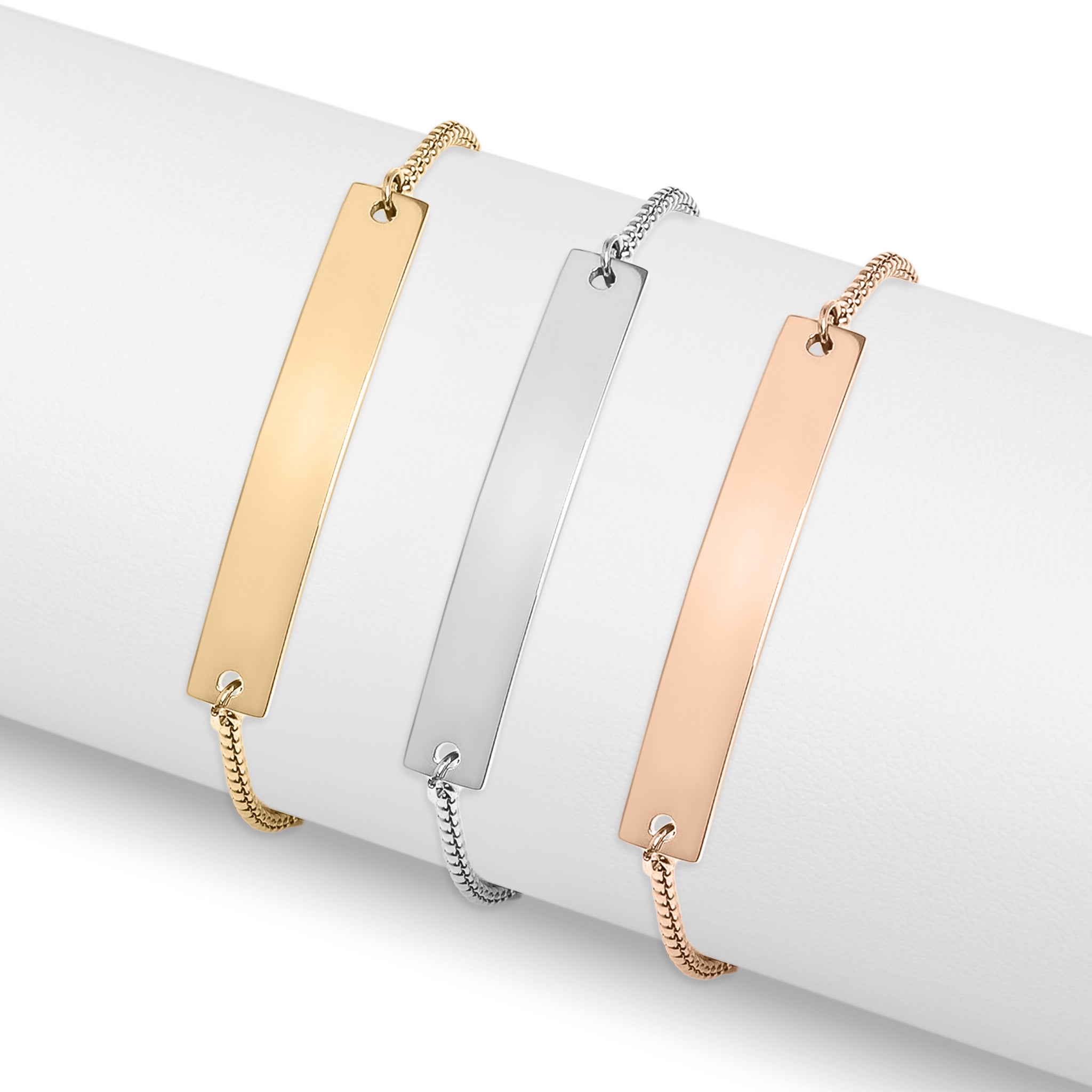 18K Gold PVD Stainless Steel Adjustable Curved Blank Bar Bracelet / SBB0145、mySite、dreamappss