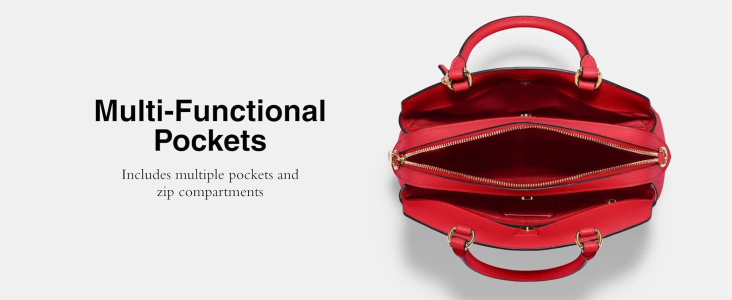 Multi-Functional Pockets. Includes multiple pockets and zip compartments