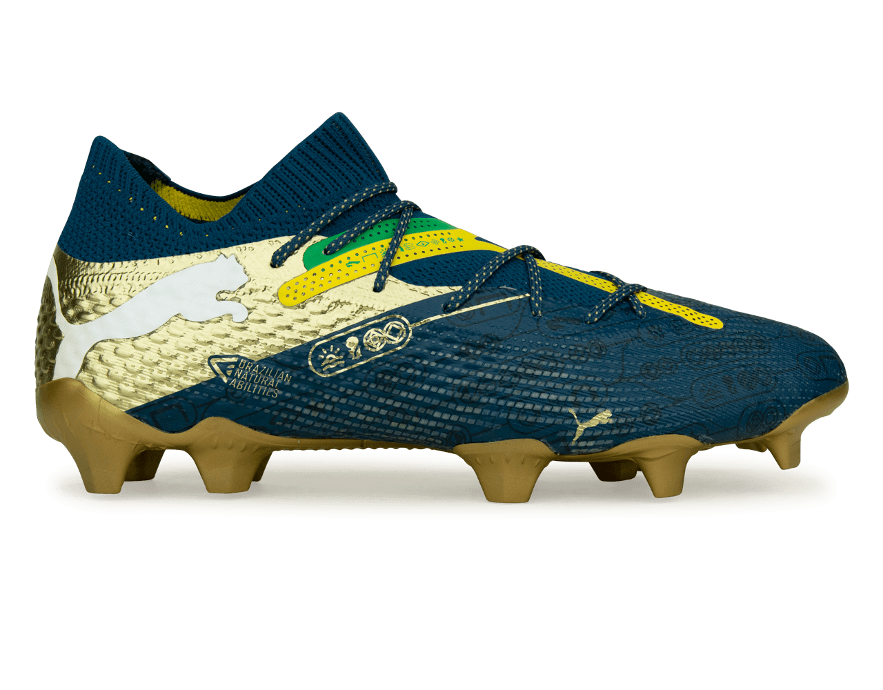 PUMA x Neymar JR Men's Future 7 Ultimate BNA FG/AG Blue/Yellow/Green Gold、mySite、noshort