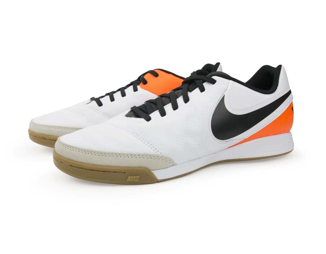 Nike Men's Tiempo Genio II Leather Indoor Soccer Shoes White/Black/Total Orange、mySite、noshort