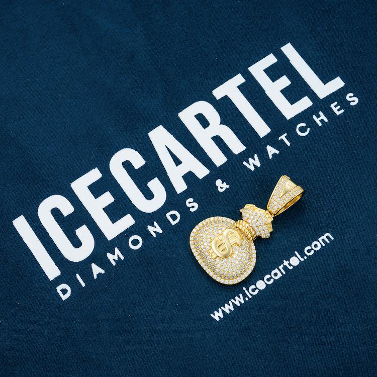 Moissanite Money Bag Pendant 14K Gold、mySite、hinf8tx79