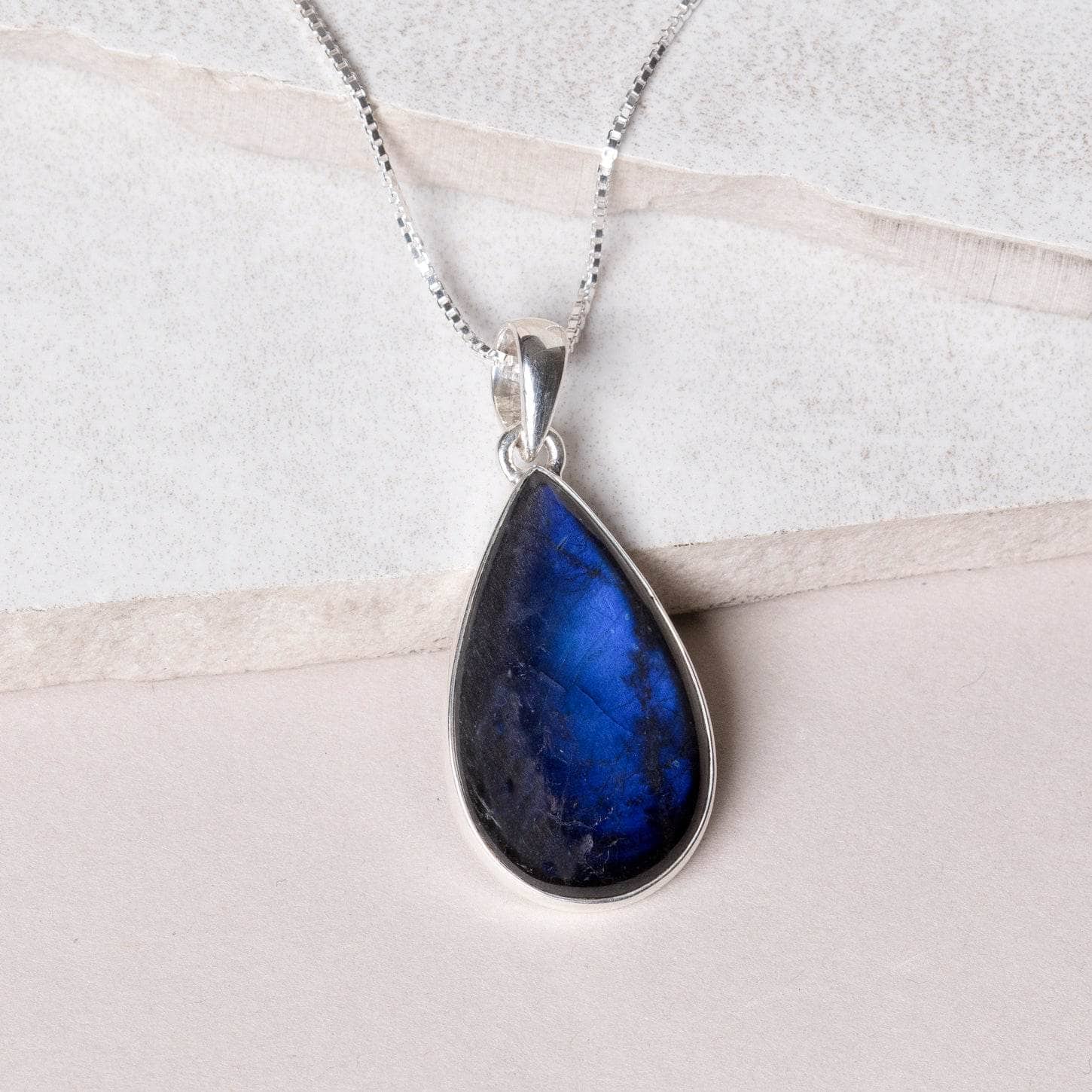 Genuine Labradorite Teardrop Pendant Necklace、mySite、hinf8tx79