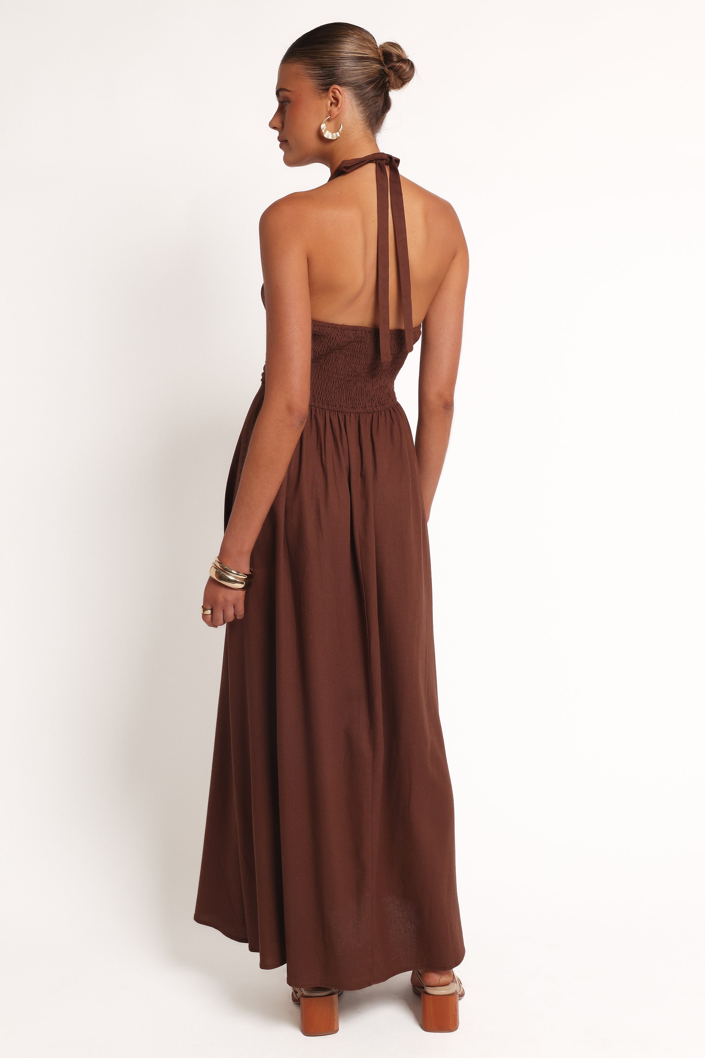  Marie Halterneck Maxi Dress - Chocolate、mySite、sugarbowlscore