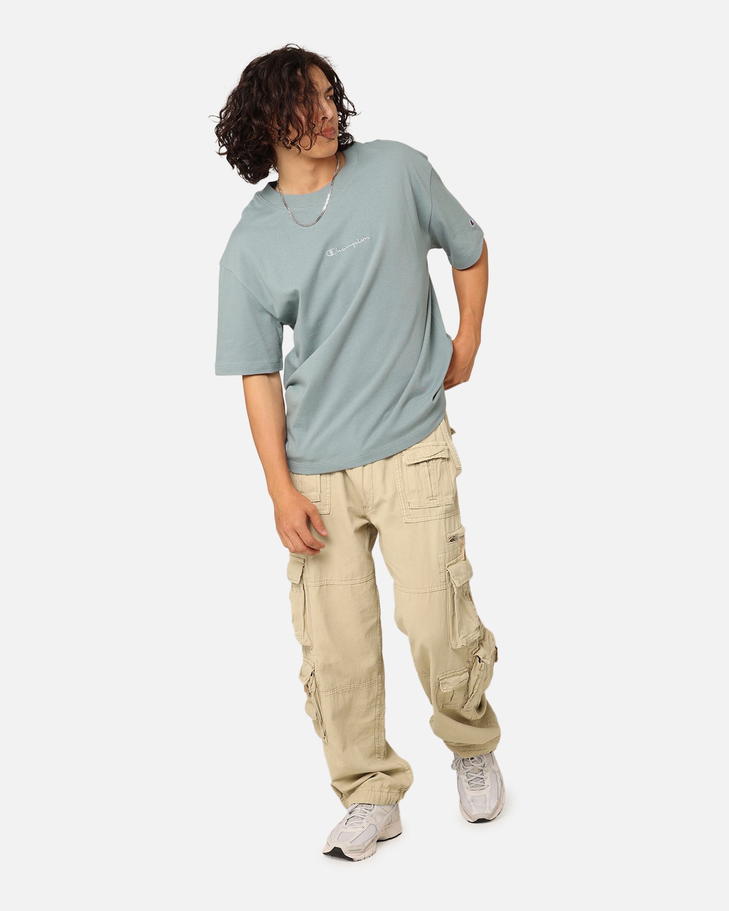 Champion Heritage New Script T-Shirt Sage Shimmer Green、mySite、zt4zffjzw