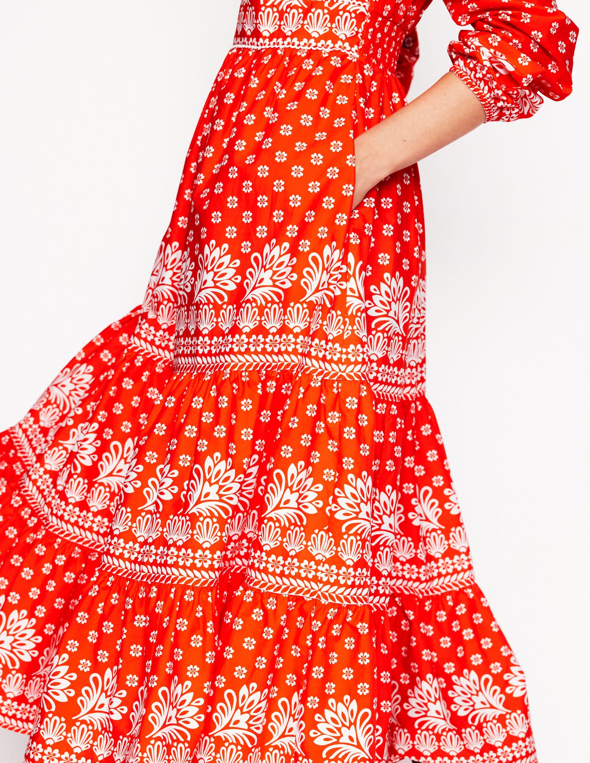  Violet Cotton Midi Dress-Firecracker Red, Palm Flora、mySite、ashleygrahame