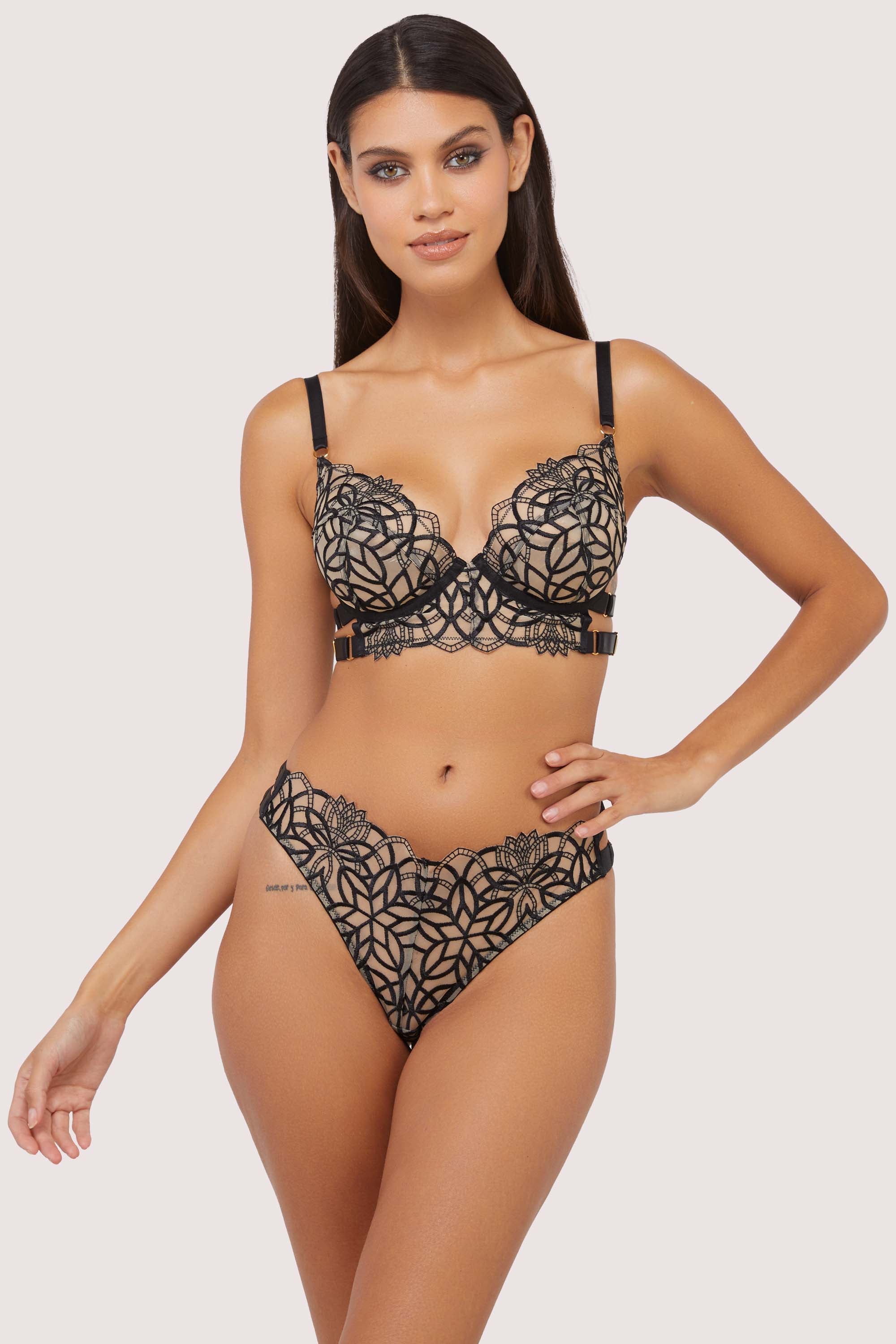 Aisha Black Optical Embroidery Ring Bra、mySite、bengalsvssteelers