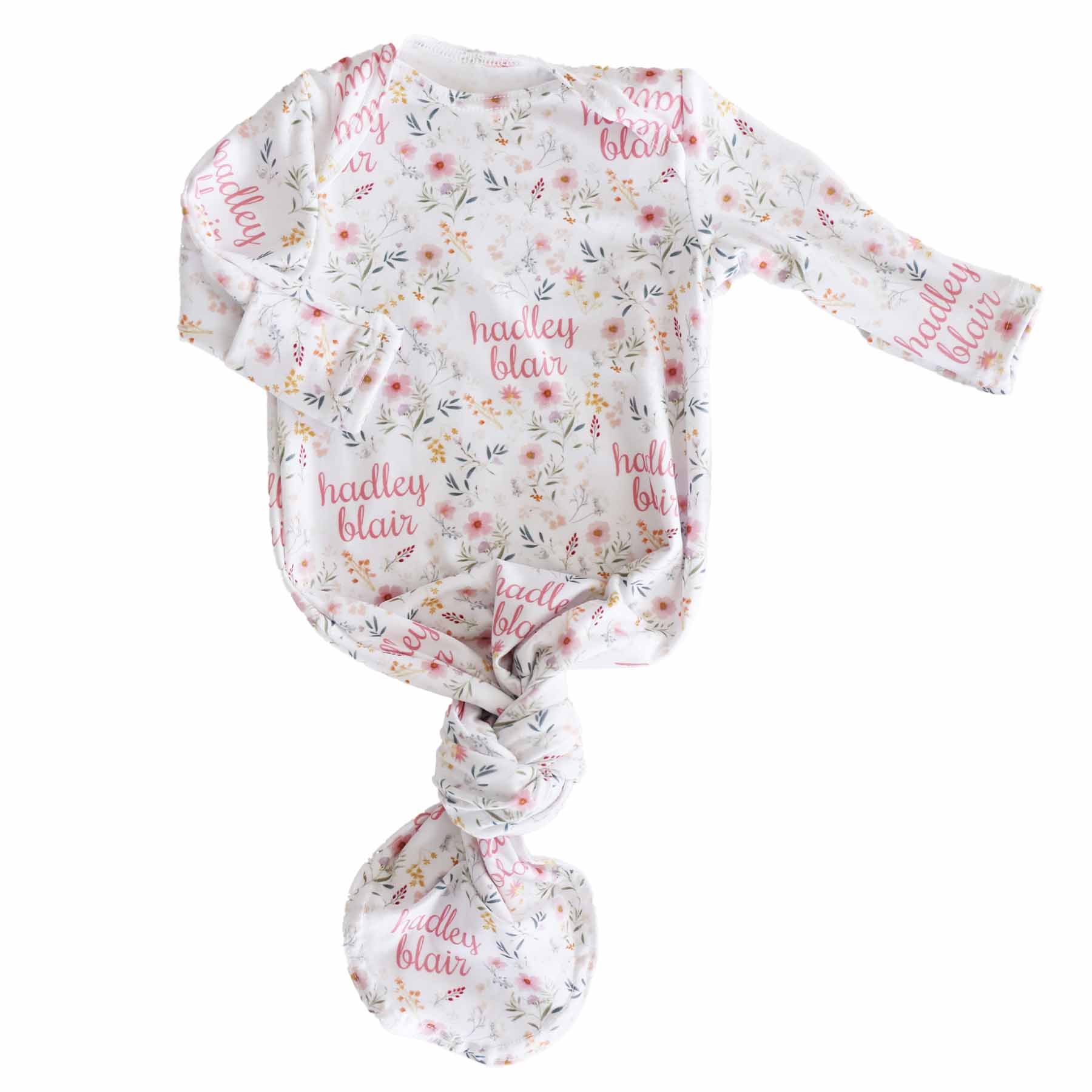  Winnie's Wildflower Personalized Newborn Baby Knot Gown、mySite、layawaytickets