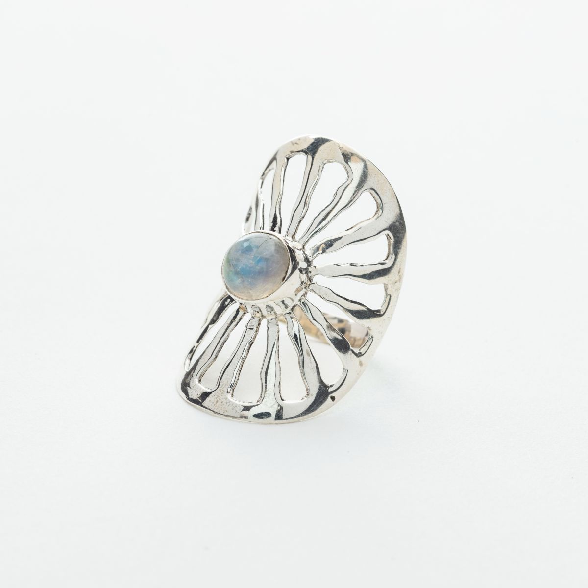 Statement Rainbow Moonstone Ring in Silver、mySite、topwebapps