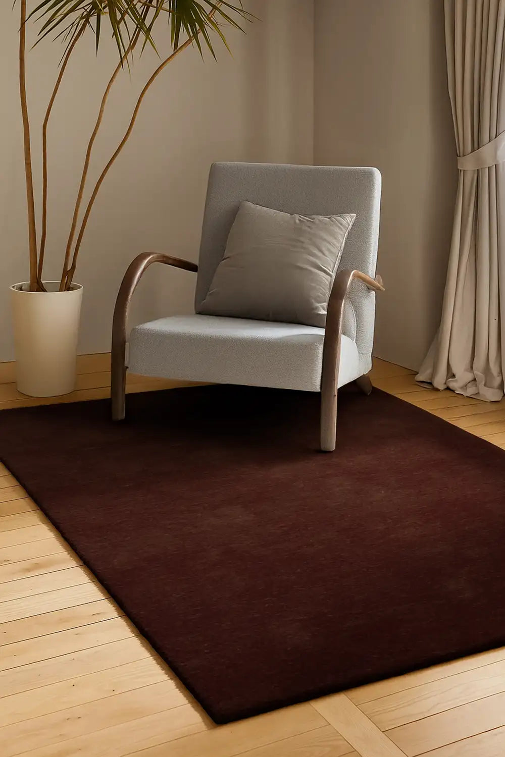 Solid Chocolate Brown Hand Tufted Wool Rug、mySite、gigharbornorthrealestate